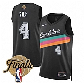 Men's San Antonio Spurs #4 De'Aaron Fox Black 2026 Finals Patch City Edition Stitched Jersey Dzhi,baseball caps,new era cap wholesale,wholesale hats