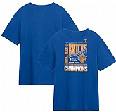 Men's New York Knicks Blue Stacked Block 2026 Eastern Conference Champions T-Shirt,baseball caps,new era cap wholesale,wholesale hats
