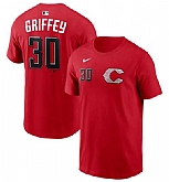 Men's Cincinnati Reds #30 Ken Griffey Jr. Red 2026 City Connect Name & Number T-Shirt,baseball caps,new era cap wholesale,wholesale hats