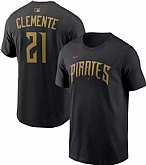 Men's Pittsburgh Pirates #21 Roberto Clemente Black 2026 City Connect T-Shirt,baseball caps,new era cap wholesale,wholesale hats