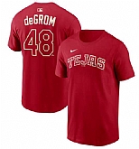 Men's Texas Rangers #48 Jacob deGrom Red 2026 City Connect Name & Number T-Shirt,baseball caps,new era cap wholesale,wholesale hats