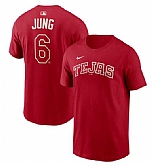 Men's Texas Rangers #6 Josh Jung Red 2026 City Connect Name & Number T-Shirt,baseball caps,new era cap wholesale,wholesale hats
