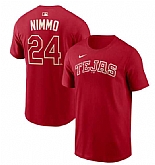 Men's Texas Rangers #24 Brandon Nimmo Red 2026 City Connect Name & Number T-Shirt,baseball caps,new era cap wholesale,wholesale hats