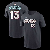 Men's San Diego Padres #13 Manny Machado Obsidian 2026 City Connect T-Shirt,baseball caps,new era cap wholesale,wholesale hats