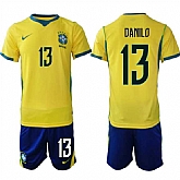 Men's Brazil national football team #13 Danilo Yellow Home 2026 Soccer Jersey Suit,baseball caps,new era cap wholesale,wholesale hats