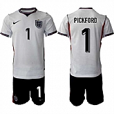 Men's England 2026 #1 Jordan Pickford White Home Soccer Jersey Suit,baseball caps,new era cap wholesale,wholesale hats