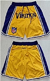 Men's Minnesota Vikings Yellow Just Don Swingman Throwback Shorts (Run Small),baseball caps,new era cap wholesale,wholesale hats