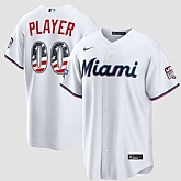 Men's Miami Marlins Active Player Custom White 2026 All-Star Edition Stars & Stripes & USA 250 Fourth of July Home Stadium Stitched Baseball Jersey,baseball caps,new era cap wholesale,wholesale hats