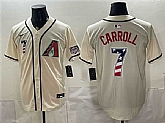 Men's Arizona Diamondbacks #7 Corbin Carroll Cream 2026 USA 250 Fourth of July Home Stadium Stitched Jerseys Dzhi,baseball caps,new era cap wholesale,wholesale hats