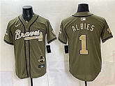 Men's Atlanta Braves #1 Ozzie Albies Olive 2026 Armed Forces Day Stitched Jersey Dzhi,baseball caps,new era cap wholesale,wholesale hats