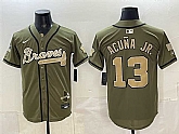 Men's Atlanta Braves #13 Ronald Acuna Jr. Olive 2026 Armed Forces Day Stitched Jersey Dzhi,baseball caps,new era cap wholesale,wholesale hats