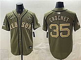 Men's Boston Red Sox #35 Garrett Crochet Olive Armed Forces Day Cool Base Stitched Jersey Dzhi,baseball caps,new era cap wholesale,wholesale hats