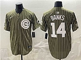 Men's Chicago Cubs #14 Ernie Banks Pinstripe Olive 2026 Armed Forces Day Salute To Service Stitched Jersey Dzhi,baseball caps,new era cap wholesale,wholesale hats