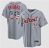 Men's Detroit Tigers #29 Tarik Skubal Grey 2026 USA 250 Fourth of July Stitched Jersey Dzhi,baseball caps,new era cap wholesale,wholesale hats