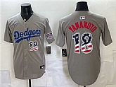 Men's Los Angeles Dodgers #18 Yoshinobu Yamamoto Gray USA 250 Fourth of July Stitched Jersey Dzhi,baseball caps,new era cap wholesale,wholesale hats
