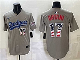 Men's Los Angeles Dodgers #17 Shohei Ohtani Gray 250 Fourth of July Road Stitched Jersey Dzhi,baseball caps,new era cap wholesale,wholesale hats