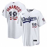 Men's Los Angeles Dodgers #18 Yoshinobu Yamamoto White USA 250 Fourth of July Home Stitched Jersey Dzhi,baseball caps,new era cap wholesale,wholesale hats
