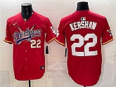 Men's Los Angeles Dodgers x One Piece #22 Clayton Kershaw Red Vapor Premier Limited Stitched Jersey1,baseball caps,new era cap wholesale,wholesale hats