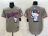 Men's Los Angeles Dodgers Team Big Logo Grey Hello Kitty Night 2025 World Series Champions Patch Stitched Jersey Dzhi,baseball caps,new era cap wholesale,wholesale hats