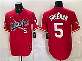 Men's Los Angeles Dodgers x One Piece #5 Freddie Freeman Red Vapor Premier Limited Stitched Jersey,baseball caps,new era cap wholesale,wholesale hats