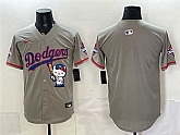 Men's Los Angeles Dodgers Blank Grey Hello Kitty Night 2025 World Series Champions Patch Stitched Jersey,baseball caps,new era cap wholesale,wholesale hats
