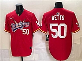 Men's Los Angeles Dodgers x One Piece #50 Mookie Betts Red Vapor Premier Limited Stitched Jersey,baseball caps,new era cap wholesale,wholesale hats