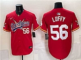 Men's Los Angeles Dodgers x One Piece #56 Luffy Red Vapor Premier Limited Stitched Jersey,baseball caps,new era cap wholesale,wholesale hats