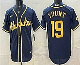 Men's Milwaukee Brewers #19 Robin Yount Navy Blue Stitched Cool Base Jersey,baseball caps,new era cap wholesale,wholesale hats