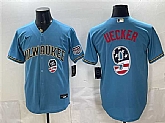 Men's Milwaukee Brewers #9 Bob Uecker Blue 2026 USA 250 Fourth of July Home Stadium Stitched Jersey Dzhi,baseball caps,new era cap wholesale,wholesale hats