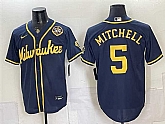 Men's Milwaukee Brewers #5 Garrett Mitchell Navy With Home & Bob Uecker Patch Limited Stitched Jersey,baseball caps,new era cap wholesale,wholesale hats