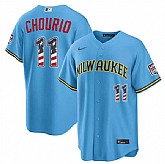 Men's Milwaukee Brewers #11 Jackson Chourio Blue 2026 USA 250 Fourth of July Home Stadium Stitched Jersey Dzhi,baseball caps,new era cap wholesale,wholesale hats