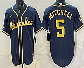 Men's Milwaukee Brewers #5 Garrett Mitchell Navy Blue Stitched Cool Base Jersey,baseball caps,new era cap wholesale,wholesale hats