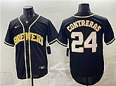Men's Milwaukee Brewers #24 William Contreras 2026 Fashion Replica Black Out Stitched Jersey,baseball caps,new era cap wholesale,wholesale hats