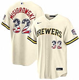 Men's Milwaukee Brewers #32 Jacob Misiorowski Cream 2026 All-Star Edition Stars & Stripes USA 250 Patch Stitched Jersey Dzhi,baseball caps,new era cap wholesale,wholesale hats