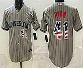 Men's Minnesota Twins #41 Joe Ryan Grey 2026 USA 250 Fourth of July Stitched Jersey Dzhi,baseball caps,new era cap wholesale,wholesale hats
