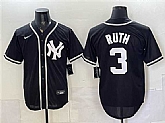 Men's New York Yankees #3 Babe Ruth 2026 Fashion Replica Black Out Stitched Jersey,baseball caps,new era cap wholesale,wholesale hats