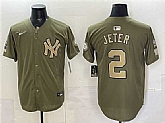 Men's New York Yankees #2 Derek Jeter Olive 2026 Armed Forces Day Stitched Jersey Dzhi,baseball caps,new era cap wholesale,wholesale hats