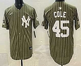Men's New York Yankees #45 Gerrit Cole Olive Pinstripe 2026 Armed Forces Day Salute To Service Jersey Dzhi,baseball caps,new era cap wholesale,wholesale hats
