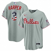 Men's Philadelphia Phillies #3 Bryce Harper Gray USA 250 Fourth of July Home Stitched Jersey Dzhi,baseball caps,new era cap wholesale,wholesale hats