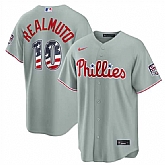 Men's Philadelphia Phillies #10 J.T. Realmuto Gray USA 250 Fourth of July Home Stitched Jersey Dzhi,baseball caps,new era cap wholesale,wholesale hats