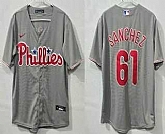 Men's Philadelphia Phillies #61 Cristopher Sanchez Grey Cool Base Jersey,baseball caps,new era cap wholesale,wholesale hats