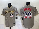 Men's Pittsburgh Pirates #30 Paul Skenes Gray USA 250 Fourth of July Stitched Jersey Dzhi,baseball caps,new era cap wholesale,wholesale hats