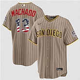 Men's San Diego Padres #13 Manny Machado Tan USA 250 Fourth of July Home Stitched Jersey Dzhi,baseball caps,new era cap wholesale,wholesale hats