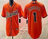 Men's San Francisco Giants #1 Luis Arraez Orange Cool Base Stitched Jersey,baseball caps,new era cap wholesale,wholesale hats