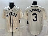 Men's Seattle Mariners #3 J.P. Crawford Cream With Name Alternate Stitched Jersey,baseball caps,new era cap wholesale,wholesale hats