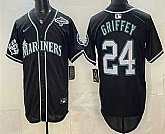 Men's Seattle Mariners #24 Ken Griffey Jr 50th Black Out Style Vapor Premier Limited Jersey Dzhi,baseball caps,new era cap wholesale,wholesale hats