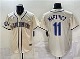Men's Seattle Mariners #11 Edgar Martinez Cream 50th Anniversary Patch Stitched Jersey,baseball caps,new era cap wholesale,wholesale hats