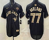 Men's Toronto Blue Jays #77 Louis Varland Black Gold 2025 American League Champions Limited Jersey Dzhi,baseball caps,new era cap wholesale,wholesale hats