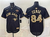 Men's Toronto Blue Jays #84 Dylan Cease Black Gold 2025 American League Champions Limited Stitched Jersey Dzhi,baseball caps,new era cap wholesale,wholesale hats