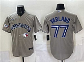 Men's Toronto Blue Jays #77 Louis Varland Gray 50 Seasons Patch Stitched Jersey,baseball caps,new era cap wholesale,wholesale hats